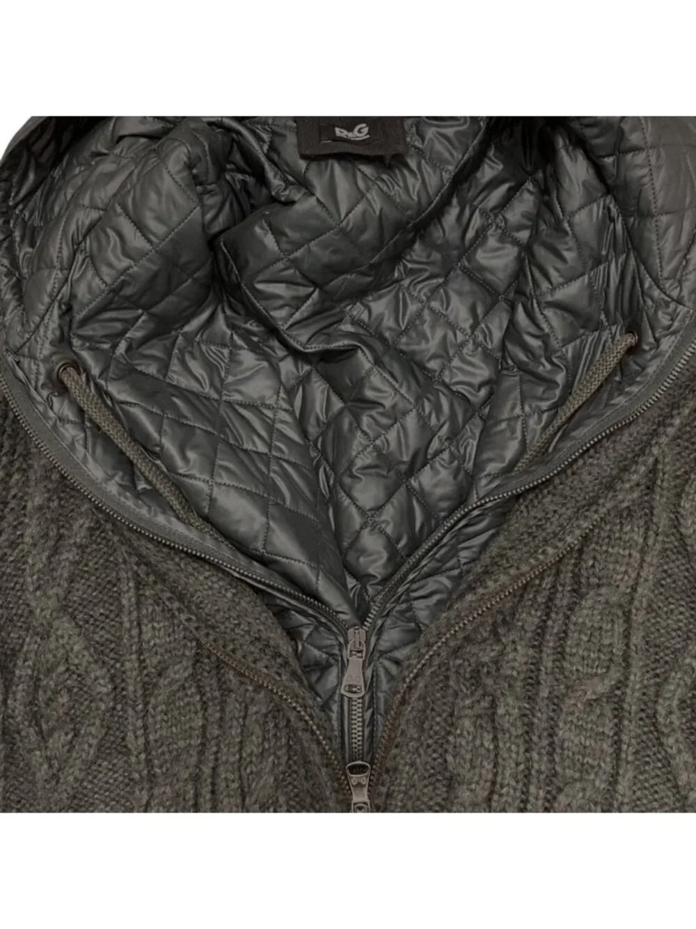 Dolce & Gabbana D&G & Layered Cableknit Hoodie Green